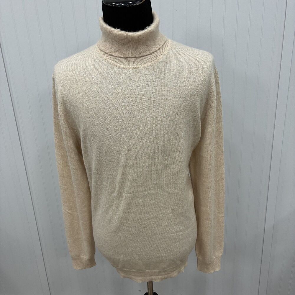 Club Room Luxury Men's XXL Cream 100% Cashmere Turtleneck Sweater